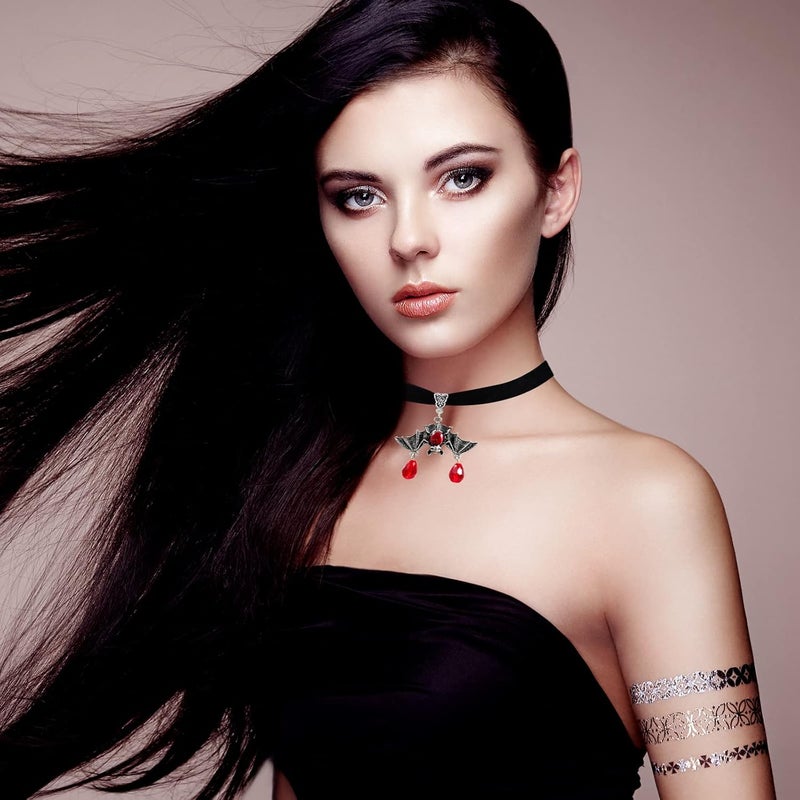 Cicod Gothic Black Velvet Goth Choker Necklace for Women,Cameo Black Choker Crow Skull Pendant Necklace Vintage Collar Skull Necklace Gothic Jewelry - Image 4